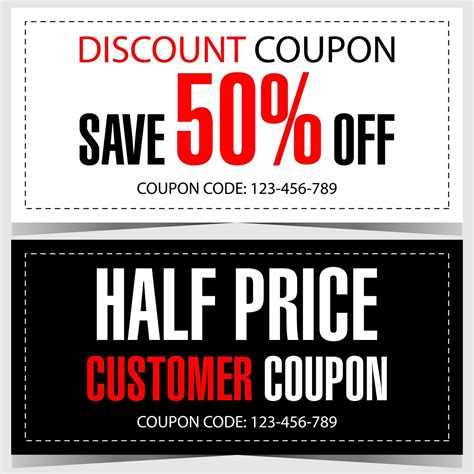 Discount coupon to save 50 percent. Horizontal vector gift certificate