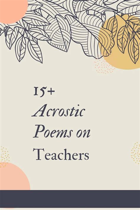 15+ Acrostic Poems on Teachers - Aestheticpoems