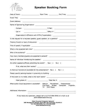 Speaker Form Fill Online Printable Fillable Blank Pdffiller