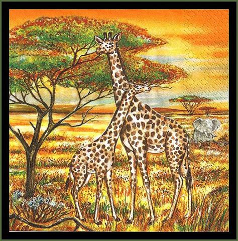 Giraffe Paper Napkins Use For Decoupage Mixed Media Scrapbooking