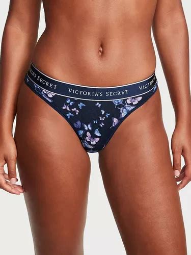 Calcinha Victorias Secret Fio Dental Logo Cotton Thong Flny