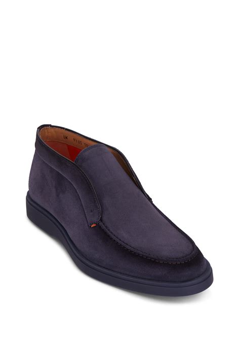 Santoni Boneless Blue Suede Boot Mitchell Stores