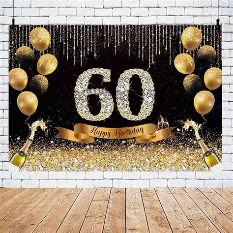 Amazon AIBIIN 7x5ft Black And Gold 60th Birthday Backdrop Cheers