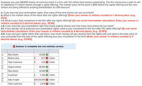 Solved Suppose You Own 68 000 Shares Of Common Stock In A Chegg