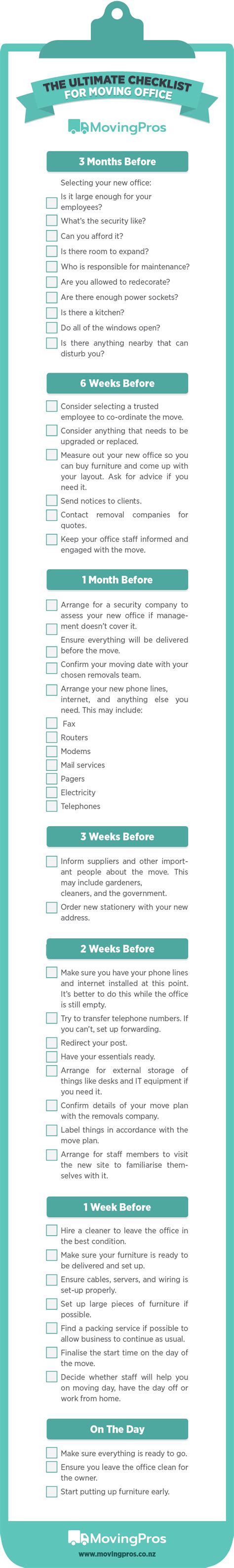 The Best Office Moving Checklist | Infographic Download | MovingPros