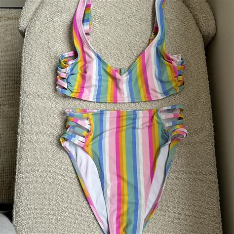 Striped Bikini Bought From Target Top Is S Bottoms Depop