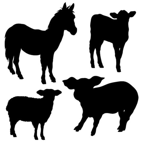 Premium Vector Farm Animals Silhouettes Set