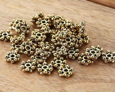 Antique Gold Finish Large Hole Daisy Spacer Mm Lima Beads