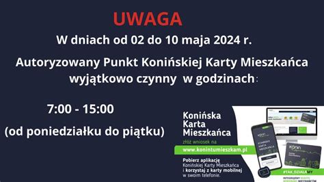 Zmiana godzin pracy Autoryzowanego Punktu Konińskiej Karty Mieszkańca