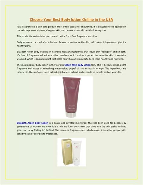 PPT - Choose Your Best Body lotion Online in the USA PowerPoint Presentation - ID:10987388