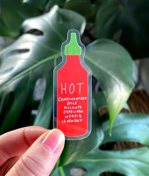 Hot Sauce Sticker Clear International Languages Cute Trendy Food Aesthetic Etsy