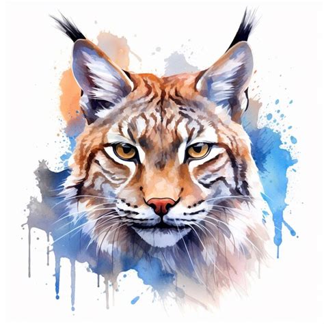 Pintura De Un Lince Con Un Efecto De Acuarela Generativa Ai Foto Premium