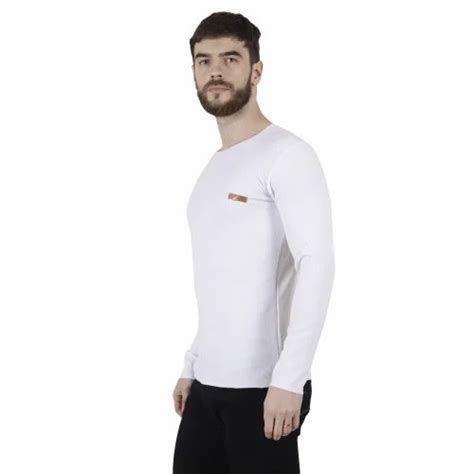 Mens Poly Cotton Full Sleeve White T Shirt Size S Xxl At Rs 150 In Noida