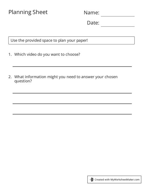 planning sheet  worksheet maker create   worksheets