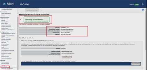 Mitel Succesfful SSL Installation SSL Support Desk