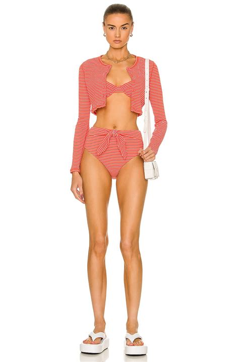 SIMKHAI Lia Bikini Top In Chili Stripe FWRD