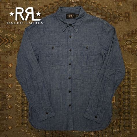 yahoo rrl indigo chambray work shirtm