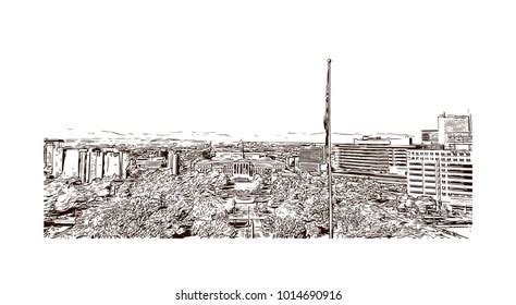 Denver City Colorado Hand Drawn Sketch Stock Vector Royalty Free