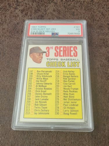 1967 Topps Baseball Willie Mays Checklist 191 Psa 3 San Francisco