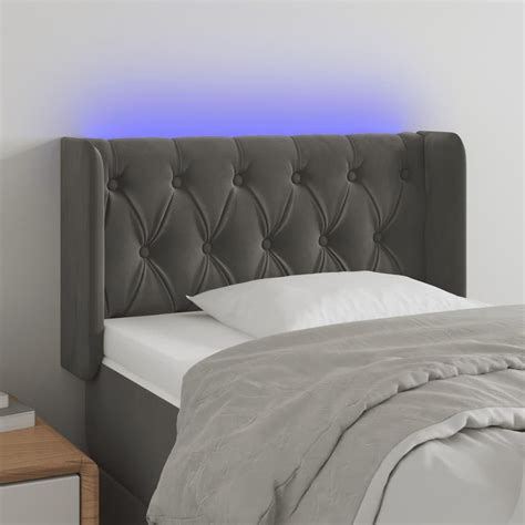 Vidaxl Zagłówek Do Łóżka Z Led Ciemnoszary 83X16X78 88 Cm Aksamit