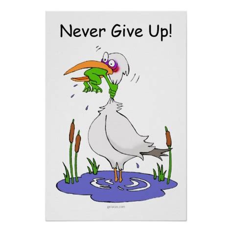 Never Give Up Frog Cartoon