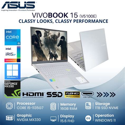 Jual Asus Vivobook 14 V5100e Nvidia Intel Core I5 1135g7 16gb 1tb Ssd