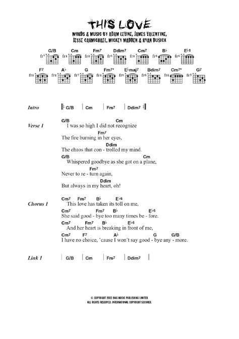 This Love By Maroon 5 Sheet Music For Guitar Chordslyrics At Sheet