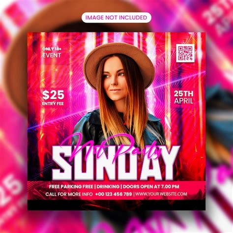 Sunday Night Dj Club Party Flyer Publicación en redes sociales y banner