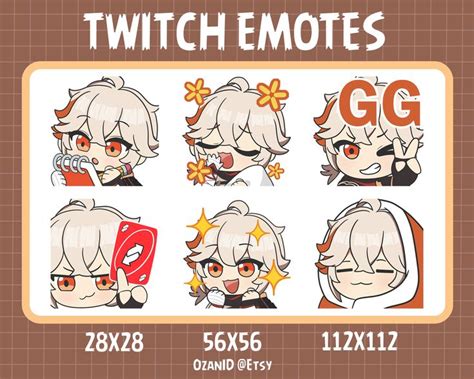 Kazuha Kaedehara Emote Pack Chibi Genshin Impact Twitch Etsy In 2024