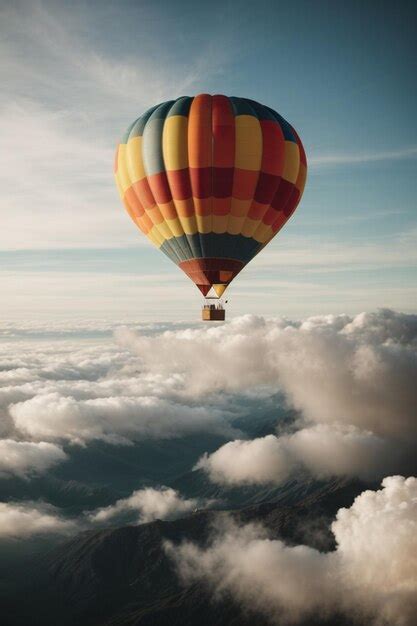 Premium Photo A Hot Air Balloon Flying Through The Clouds