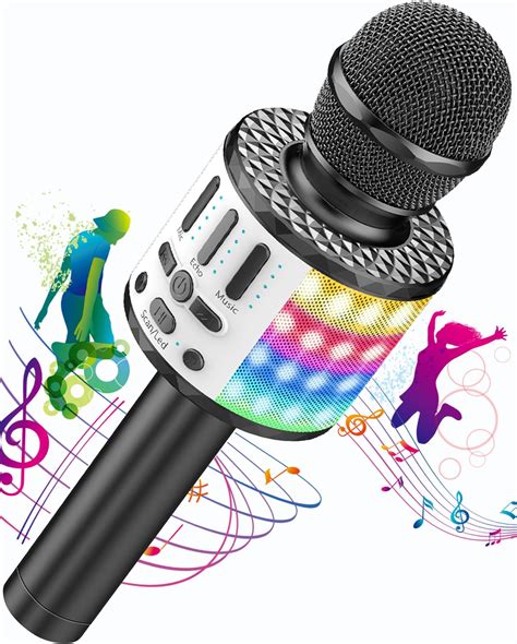 Micros Sans Fil Karaok Microphone Karaoke Bluetooth Avec Lumi Re