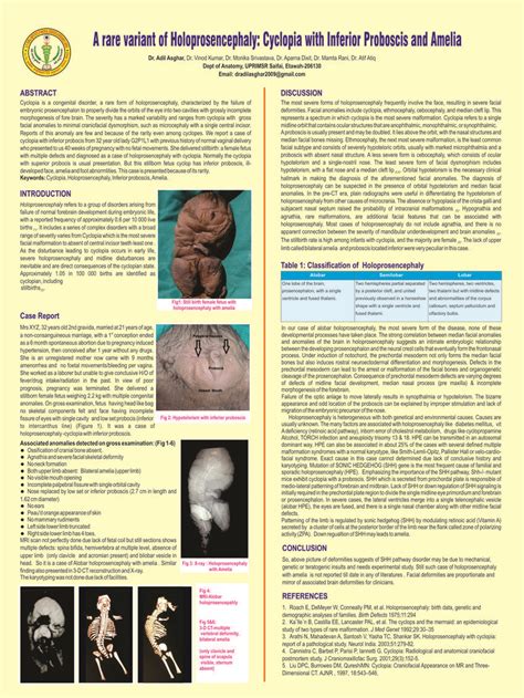 Pdf A Rare Variant Of Holoprosencephaly Cyclopia With Inferior