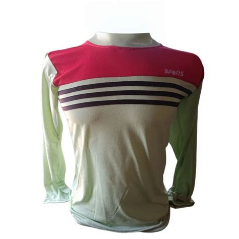 Striped Men Polyester Full Sleeve Sports T Shirt Large Round Neck At