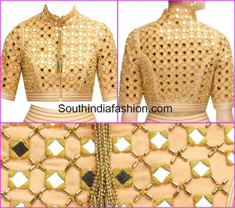 Mirror Work High Neck Blouse – South India Fashion