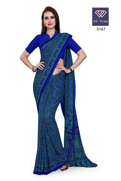 Printed Daily Wear Hotel Receptionist Uniform Saree 6 3 M With Blouse