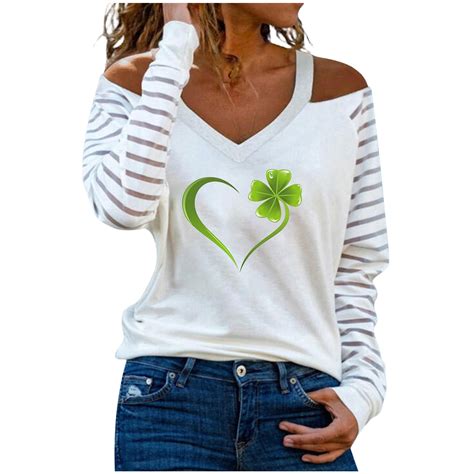 Juuyy St Patricks Day Shirts For Women Sexy Mesh Striped Long Sleeve