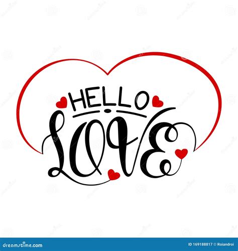 Hello Love Text. Vector Card Design for Valentine`s Day. Love Quotes ...