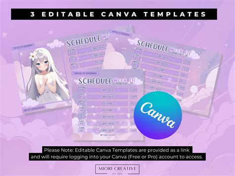 Purple Vtuber Schedule Template Lilac Sky Pngtuber Stream Etsy