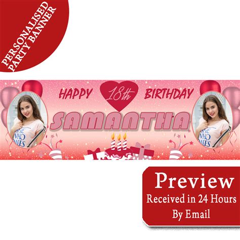 18th Birthday Pink Party | Personalised Party Banner Printing | Domore ...