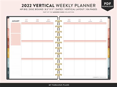 Happy Planner Big Printable Vertical Layout Weekly Planner Etsy