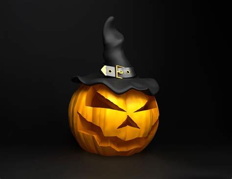 Premium Vector Halloween Pumpkin With Witch Hat Isolated Vector D