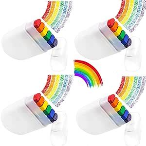 4pcs Rainbow Pride Flag Face Paint Gay Pride Rainbow Stripe Fan Brush