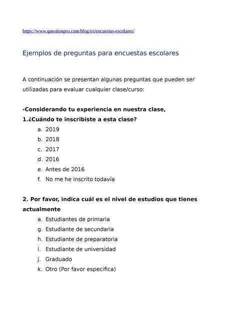 Ejemplos De Preguntas Para Encuestas Escolares B Questionpro Blog Es