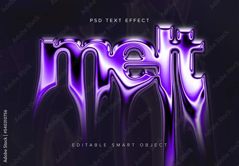 Melting Chrome Text Effect Mockup Stock Template Adobe Stock