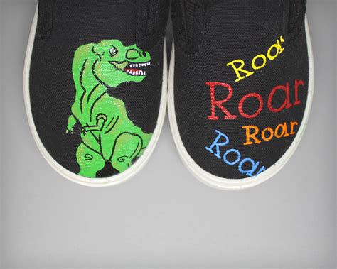 Childrens Hand Painted Dinosaur Shoes Customized Etsy