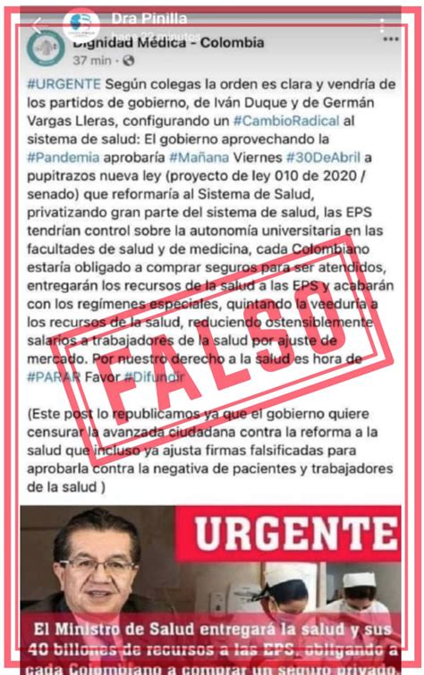 MinSaludCol on Twitter IMPORTANTE Es falsa la información que