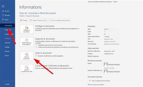 Récupérer une ancienne version d un fichier Word Excel ou PowerPoint