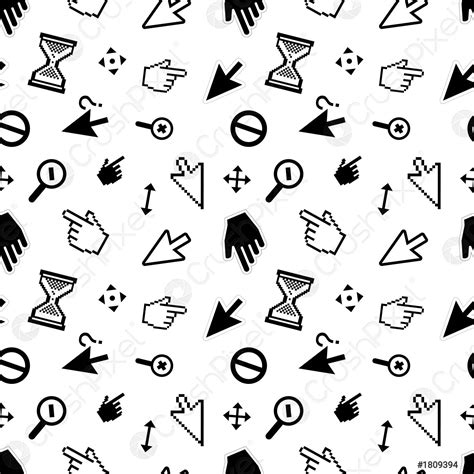 Computer Arrow Cursors On White Seamless Pattern Stock Vector