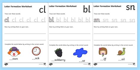 Phase 4 Initial Blends Letter Formation Worksheets