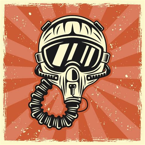 Premium Vector Pilot Helmet Vector Illustration In Vintage Colored